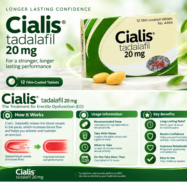 Cialis 20 mg Tablet 12 pc - TabletStore.Pk