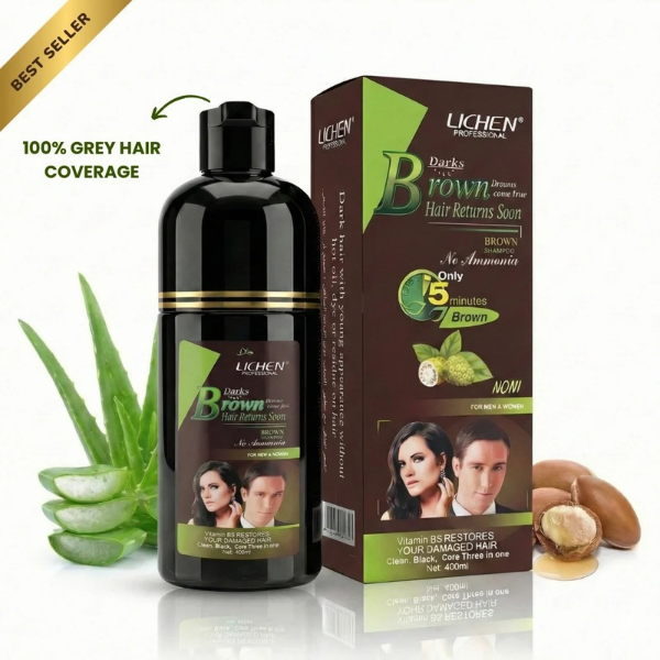 Lichen Dark Brown Hair Color Shampoo - TabletStore.Pk